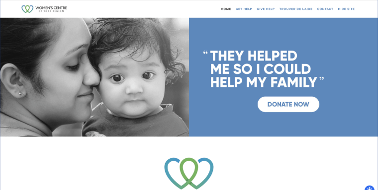 Screenshot of Women&rsquo;s Centre of York Region's homepage.