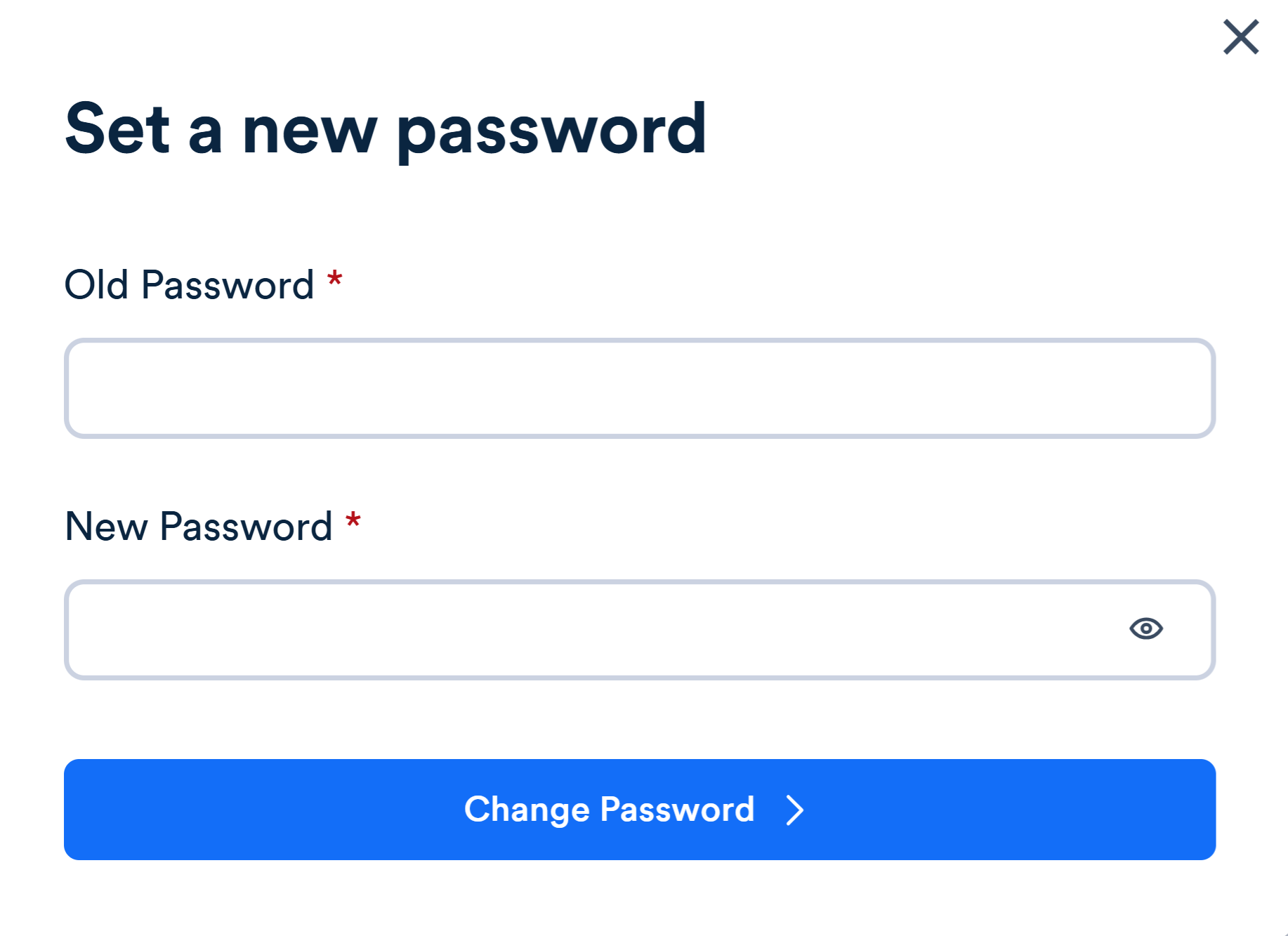 Screenshot of set password